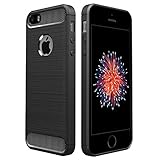 Verco Schutzhülle für Apple iPhone SE 1. Generation, iPhone 5/5S robuste weiche Handyhülle für iPhone 5 / 5S / SE Hülle Silikon Case - Schwarz