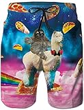Loveternal Faultier Badehose für Herren 3D Duck Galaxy Badehose Herren Kurze Schnelltrocknend Surf Shorts L