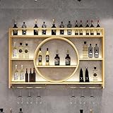 Wandmontiertes Weinregal mit Glashalter, multifunktionales Eisen-Aufbewahrungsregal für Weinflaschen und Gläser, schwimmende Bar-Einheit, Ausstellungsregal für Zuhause und Restaurant, Dekor,