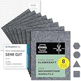 Filzgleiter selbstklebend zum Zuschneiden I 8 Stück 16 x 20cm - 4mm I Filzgleiter für Stühle I Filz selbstklebend I Möbelgleiter aus hochwertigem Nadelfilz I Stuhlgleiter Klebefilz (Grau)