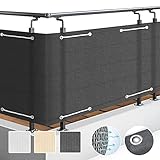 Sol Royal SolVision Balkon Sichtschutz HB2 HDPE blickdichte Balkonumspannung 90x300 cm – Schutz für Balkon Geländer Sichtschutz Creme – Abdeckung mit Ösen und Kordel
