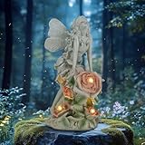 Euakee Solar Engel Gartenfiguren, LED Fairy Engel Figur, Gebetsengel Solarleuchte Angel Skulptur Deko Rasen, Grabschmuck Wetterfest Friedhof Gartendeko, Fairy Skulptur Deko Rasen, Hof, Terrasse (Elfe)