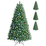 SINCHEREU Künstlicher Weihnachtsbaum mit Beleuchtung,180cm Künstlichen Urlaub Xmas Baum 1200 Zweigspitzen, 300 Farbwechselnde LED-Lichter Eisen, Stand, für Zimmer Weihnachten Hochze
