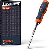 Presch Stechbeitel 10mm - Profi Stemmeisen mit 25° Keilwinkel - Perfekt geschliffen für sofortigen Einsatz - Robuste Metall-Schlagkappe für dauerhafte Nutzung - Ergonomischer Griff für sicheren Halt
