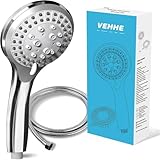 VEHHE Duschkopf mit Schlauch 1,5m, Chrome 5 Strahlarten Duschbrause, Hochdruck Dusche Sparduschkopf, Wassersparend Handbrause für Erwachsene Kinder Hausetiere