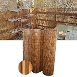 Schilfschirm For Den Außenbereich Vintage Dekorative Zaunpaneele Bambus-Rollzaun Mit 100 Stück Bändern Bambus-Sichtschutz Raumteiler Anpassbar Karbonisiert 60 70 80 90 100 110 120 130 140Cm