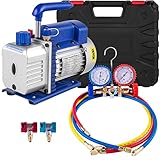 VEVOR 220V Vakuumpumpe 4CFM Unterdruckpumpe Vakuumgeräte Pumpe 1720RPM Klimaanlage Unterdruckpumpe, Verteiler-Manometer-Set für Klimaanlage Kfz-Kühlsystemen