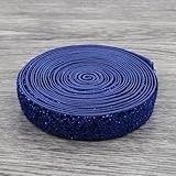 10 Yards 5/8 Zoll 20 Farben Glänzendes Regenbogen-Glitzer-Faltband für DIY-Bekleidung, Nähen, Gummiband für Kunst, Handwerk und Nähen, Marineblau