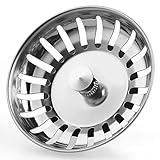Anpro Edelstahl Küchenspüle Sieb Abflusssieb Küchenspüle Stopper Siebkörbchen mit Zapfen (20 Schlitze) für Stopfenbedienung 82mm
