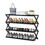 Bambus-Schuhregal für den Eingangsbereich, faltbarer Schuhständer mit platzsparendem Design, Schuhregal zur Aufbewahrung und Aufbewahrung, schwarzes Schuhregal, 99,1 x 25,4 x 68,6 cm