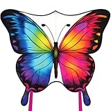 Schmetterling Drachen Kinder & Erwachsene, Einleiner-Flugdrachen für Kinder ab 3 Jahren - 84 * 70cm - inkl. 100m Drachenschnur und Streifenschwänze, Drachen & Flugspielzeug für Frühling & Herbst