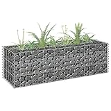 Keketa Gabionen Hochbeet Verzinkter Stahl Steinkorb Hochbeet Hochbeet Hochbeet Wände Blumenständer Outdoor Grow Box Pflanzgefäß 90x30x30cm
