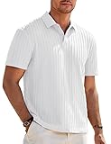 Elegancity Herren Poloshirts Weiß Kurzarm Einfarbig Srtick Sommer Golf Shirt Freizeit T Shirts Regular Fit Urlaub Polohemd XL