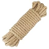 jijAcraft 10mm Sisal Seil zum Basteln: Natur Dicke Hanfseil Kokosseil 10m Kordel für Katzen Kratzbaum Jute Tau Geflochten für Kletternetz, Seil Baum Anbinden für Umzugskartons, Wasserschildkröten