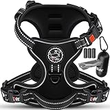 LOVPET® Hundegeschirr ohne Zug & Würgen für kleine Hunde & Welpen atmungsaktiv & weich Brustgeschirr reflektierend | No-Pull-Geschirr inkl.Beutelrollen | Verstellbares Geschirr mit Griff Schwarz - M