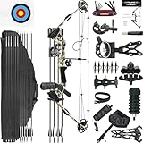 CENWTY Bogenschießen Compoundbogen-Set 0-70 LBS, Auszugslänge 16,5-30“, IBO 325 fps, Jagd Compoundbogen mit sämtlichem Zubehör für Bogenschießen, Jagd und Zielschießen RTH (Tarnfarbe Rechtshänder)