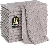 Moosfor Reinigungstücher Mikrofasertücher Waschbar Putzlappen Mikrofaser Weiche Fusselfrei Geschirrtücher Lappen Küchentücher, 12 Stück, 25x25 cm, Grau