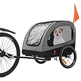 Sepnine Hundeanhänger, mittelgroßer Hundebuggy, Mit Handbremse und-Klapp-Funktion Fahrradanhänger für kleine und mittlere Hunde unter 40 kg (dunkelgrau)