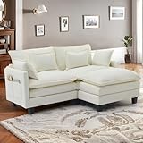 IUXPAM Modulares Ecksofa Sofa, L-förmige Couch fürs Wohnzimmer, extra Tiefe, Bequeme Chenille-Wolkensofas mit Dekokissen und beweglichem Ottoman (Beige, 2 Sitze mit 1 Ottomanen)