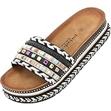 Palado Pantoletten Damen Vaphine by Sila Sahin - bequeme Sandalen mit Plateau-Sohle - elegante Hausschuhe - modische Sommerschuhe Schwarz UK6 - EU39