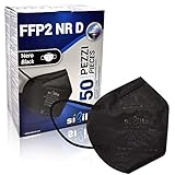 SIBILLA 50 Stück FFP2-Masken Schwarz NR D Made in Italy und CE 0465-zertifiziert von der italienischen Behörde, 5-lagig FFP2 Schwarz in versiegelten Einzelpackungen