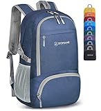 ZOMAKE Leicht Faltbarer Rucksack Packbare Backpacks 30L,Kleiner Faltbar Wanderrucksack Wasserdicht für Damen Herren Outdoor Wandern(Marineblau)