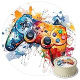 J&M DECO Tortenaufleger Gamer – essbare Kuchendeko Ø 20 cm – Tortenbild mit Gaming-Motiv für Jungengeburtstag – Zuckerpapier Tortendekoration – gebrauchsfertig