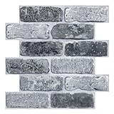 COMSTICKC 3D Wandpaneele Selbstklebend Steinoptik Grau, Hochwertige 3D Wandfliesen Ziegel, 10 Stück, Wandverkleidung Selbstklebend 3D PVC Wandpaneele Innenwanddekoration,30x30 CM,Wasserdicht
