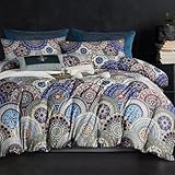 Tospass Bohemian Bettwäsche 155x220 cm Boho Vintage Indisch Wende Bettwäsche Set Böhmisch Bettbezug Blau Grün Mandala 100% Mikrofaser 1 Deckenbezug mit Reißverschluss 1 Kissenbezug 80x80cm