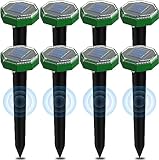 Solar Maulwurfschreck 8 stück, Ultrasonic Maulwurfabwehr, IP65 wasserdichter Maulwurf Vertreiber für den Außenbereich zur Abwehr von Maulwürfen und Erdhörnchen in Rasenflächen