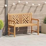 Qnhdfrt Gartenbank 114 x 60 x 90 cm Braun Teak Massivholz Ergonomisch & Rostikal Outdoor Sitzbank für Balkon Terrasse Gartenmöbel