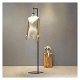 OUPAIAI Schaufensterpuppe Schneiderpuppe Torso Hubanlage Mannequin Torso Body, Verstellbar 47.2'-71.3' Höhe Weiße Leinen Schneiderbüste Kleiderpuppe Mit Ständer Aus Schwarzem Metall(Women,B)