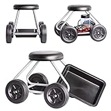 UPP Rollsitz Easy Work bis 130 kg belastbar | Gartenwagen mit 40 cm hohem Luftkammer-Sitz | Knie- & rückenschonende Gartenarbeit | Gartenrollwagen für Garten, Haushalt & Werkstatt | 52 x 40 x 41 cm