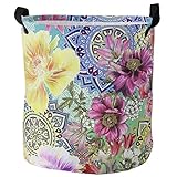 Waschekorbsammler Boho Blumen-Mandala-Blumen-Hirtenblumen-Ethnischer Stil Wäschetruhe Universell Wäschebox Mit Griffen Wäschesammler Für Spielzeug Schlafzimmer Bad 34X42Cm