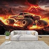 PaxGloz Fototapete Monster Truck Tapete Jungenzimmer Offroad Auto Tapeten Vliestapete Modern Wandtapete Wohnzimmer Schlafzimmer Kinderzimmer Wanddeko Motivtapeten 100 x 70 cm (B x H)
