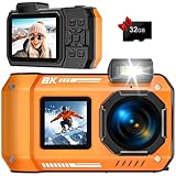Digitalkamera, YISENCE 8K Robust Wasserdicht Staubdicht Stoßfest Digitalkamera mit 32GB Karte 70MP Autofocus Selfie mit zwei Bildschirmen 33FT Unterwasserkamera für Schnorcheln Digitale Kompaktkameras