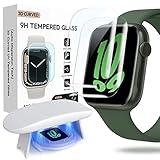 Flokinice 2-Stück für Apple Watch Series 9/8/7 45mm Displayschutz, Voller Schutz Anti-Beschlag Wasserdicht 𝐕𝐞𝐫𝐬𝐭𝐞𝐜𝐤𝐞𝐧 𝐊𝐫𝐚𝐭𝐳𝐞𝐫 Gehärtetes Glas für iWatch Serie 7/8/9 (45mm)