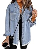 Roskiky Blouson Jacke Damen Kuschel Jacke Damen Jeansjacke Jacken Damen Tausend Ozeane Blau L