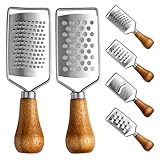 FELTECHELECTR 6 Stück Teiliges Edelstahl Gemüse Käsehobel mit Rutschfestem Holzgriff Grobe und Feine Reibe für Ingwer Kartoffeln Karotten Langlebiger Ergonomischer Küchenhelfer für Vielseitiges