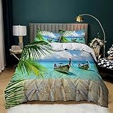 XCQHZYQ Bettwäsche 180x200 cm Hawaii Meerblick Bettbezug, Weich Bequem Bettwäsche-Sets für Teenager Erwachsene, Mikrofaser Bettdeckenbezug mit 2 Kopfkissenbezug 80x80 cm