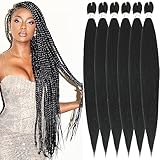 Xusuperb Pre Stretched Braiding Haare 1B Black 30 Zoll Easy Braids Extensions Schwarz Kunsthaar zum Einflechten 6 Packs Knotless Vorgedehntes Flechthaar Kanekalon Yaki Flechten Haarverlängerungen(1B)