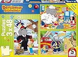 Schmidt Spiele 56209 Benjamin Blümchen, Immer im Einsatz, 3 x 48 Teile Kinderpuzzle