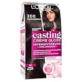 L'Oréal Paris Coloration ohne Ammoniak und Silikone, Pflegende Intensivtönung mit Glanz-Reflex-Balsam, Casting Crème Gloss Haarfarbe, Nr. 200 Schwarzbraun (Braun), 1 Stück
