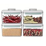 Kahyeets Pop-Frischhaltedosen mit Deckel, luftdicht, Spaghettibehälter mit Etiketten, Nudel-Organizer für Küche, Speisekammer, Müsli, Snacks, Mehl, Zucker, Kaffee (4 Stück, 500 ml)