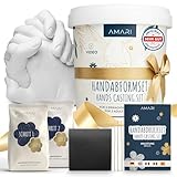 Amari® Handabdruck Set für Paare und Familie (Floral) – Gipsabdruck Set Hände – Gips Hand Paar Gipshandabruck Geschenk, Hochzeitsgeschenk, Jahrestag Partner Geschenke, Paar Geschenke