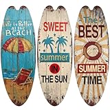 Awleynz 3 Stück Surfbrett Deko, 45,5 cm, Surfbrett-Kunst, Wanddekor für den Außenbereich, Pool-Dekorationen für den Außenbereich, für Wände am Meer, tropische Bars, Heimparty-Dekor (A)