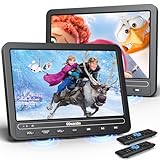 GOnavidio 10,5 Zoll DVD-Player Auto 2 Monitore mit HDMI-Eingang, 5 Stunden Akku, tragbarer DVD Player Auto Fernseher Kinder TV Rücksitz unterstützt USB/TF-Karte, Videogeräte für Kopfstützen