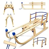 Faltbare Schlitten Holzschlitten mit Rückenlehne Gagadumi Arctis – Robuste und platzsparende Kinderschlitten für den Winter, ideal für Schneespaß und Outdoor-Abenteuer