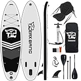 TIGERXBANG Black Tiger Collection Aufblasbares Stand Up Paddle Board SUP Board mit Kajaksitz Doppelblattpaddel |320x82x15cm| für Erwachsene/Kinder| ISUP Paddleboarding Komplettpaket