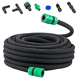 MOOWY Poröser Perl-Regner (25 m) mit Anschlüssen und Endstücken - Tropfschlauch für wassersparende Gartenbewässerung - Flexibler & langlebiger mikroporöser Perlschlauch für Blumenbeete, Rasen & Gärten